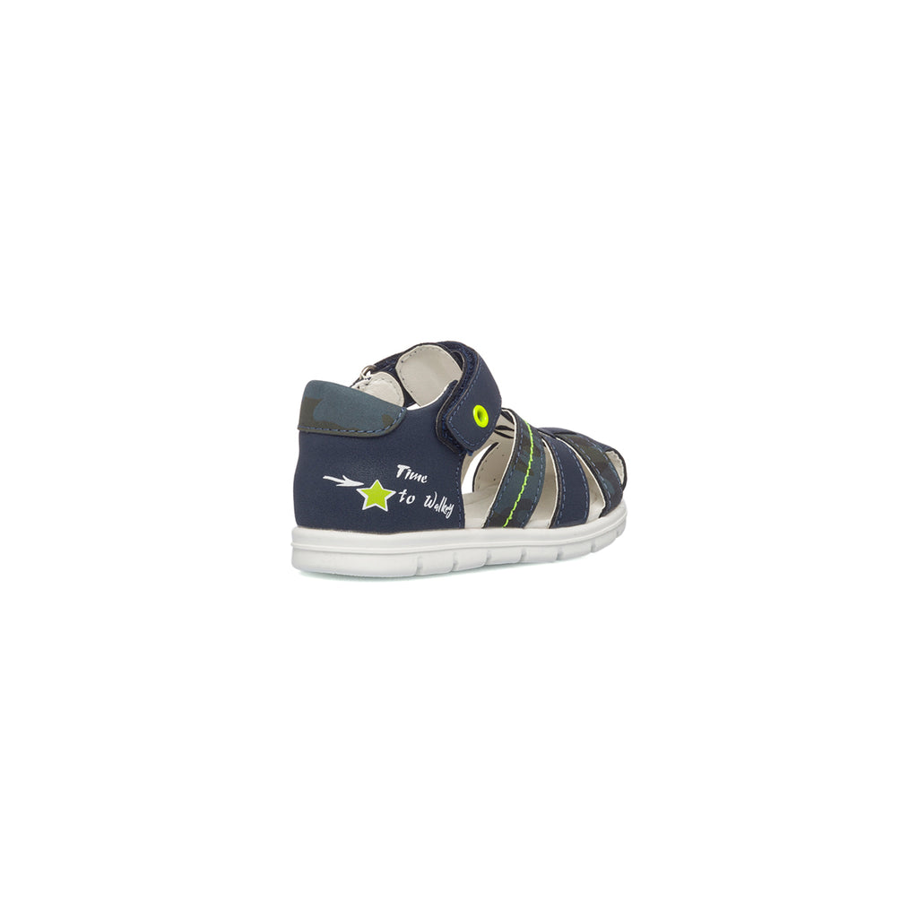 Sandali primi passi blu con dettagli lime Superga