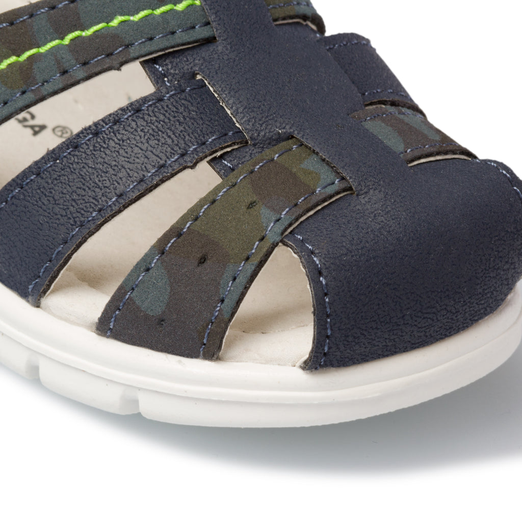 Sandali primi passi blu con dettagli lime Superga