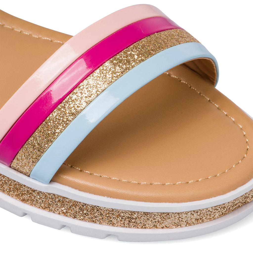 Sandali da bambina con fascia multicolore glitterata Le scarpe di Alice