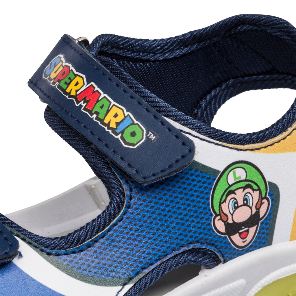 Sandali blu da bambino con logo Super Mario