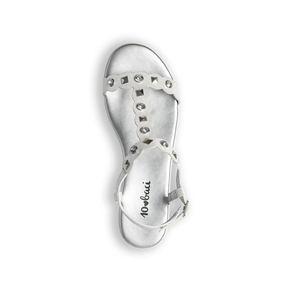 Sandali bianchi con borchie argento e perline 10 Baci