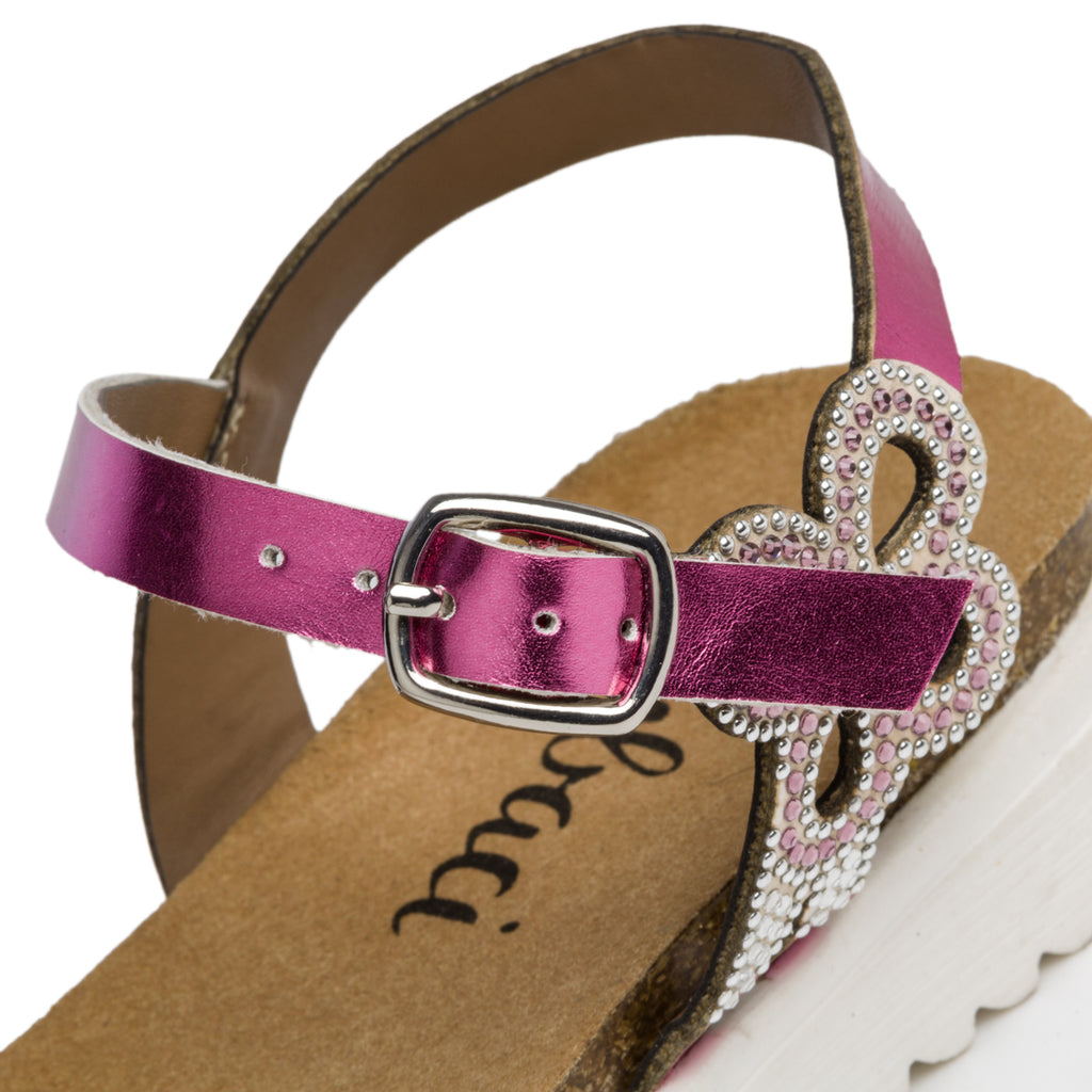 Sandali fucsia con applicazione di strass 10 Baci