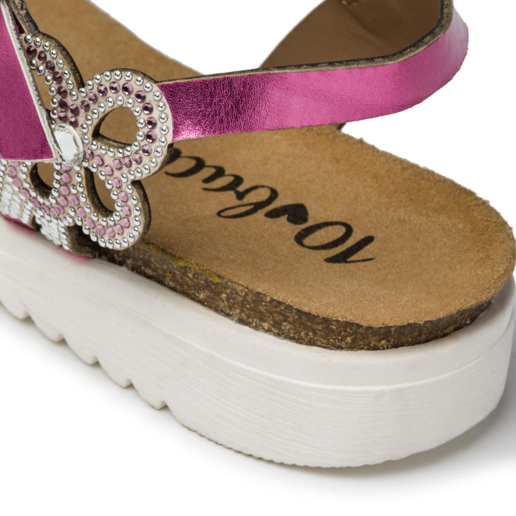 Sandali fucsia con applicazione di strass 10 Baci