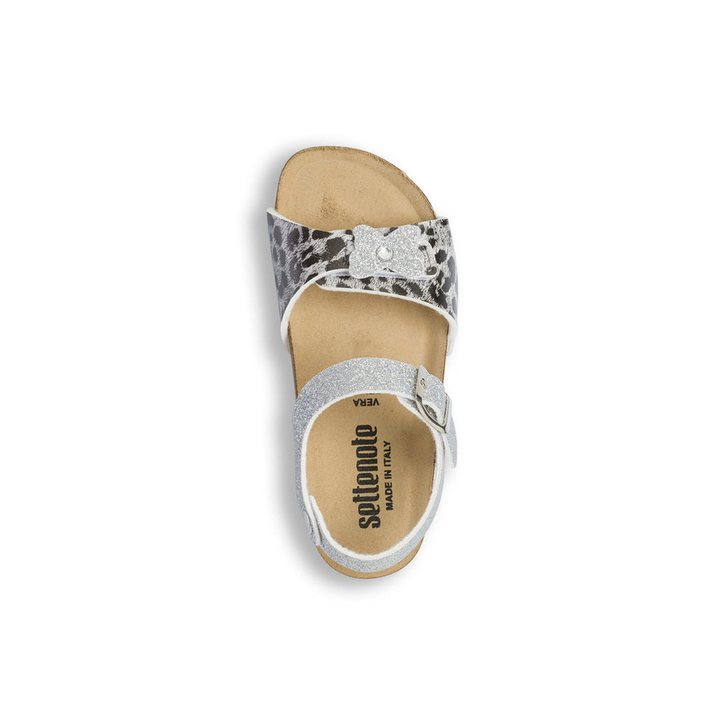 Sandali argento da bambina con glitter e dettaglio animalier Settenote