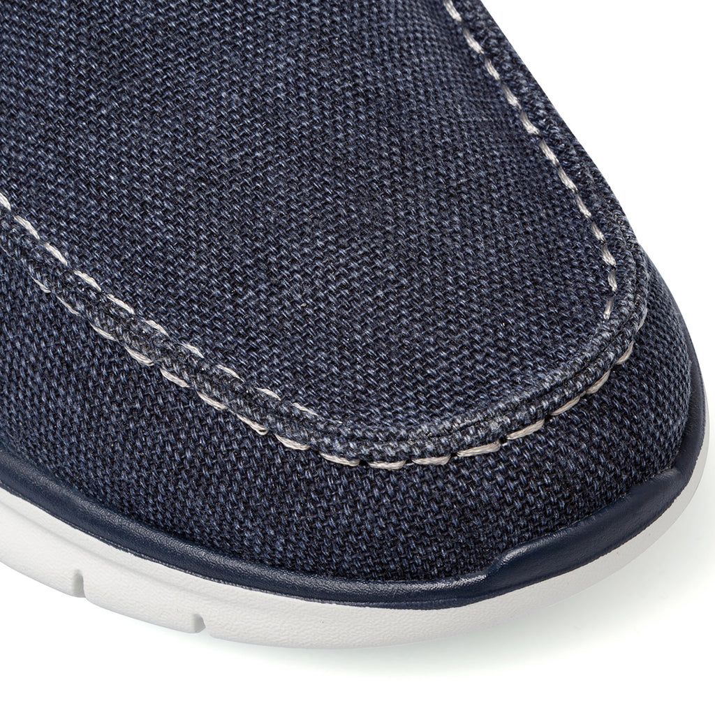 Mocassini casual blu jeans da uomo in tessuto con laccetto passante Glams