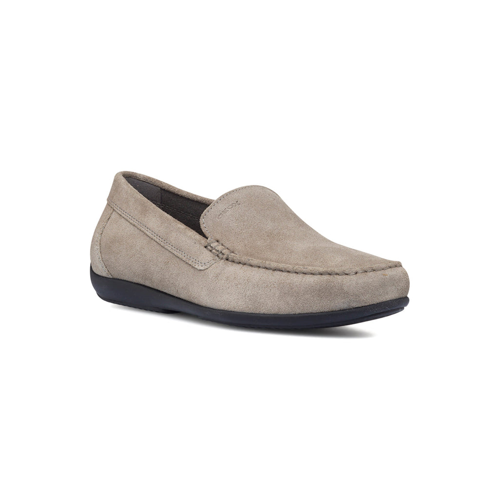 Mocassini slip-on beige in pelle scamosciata da uomo Geox Ascanio