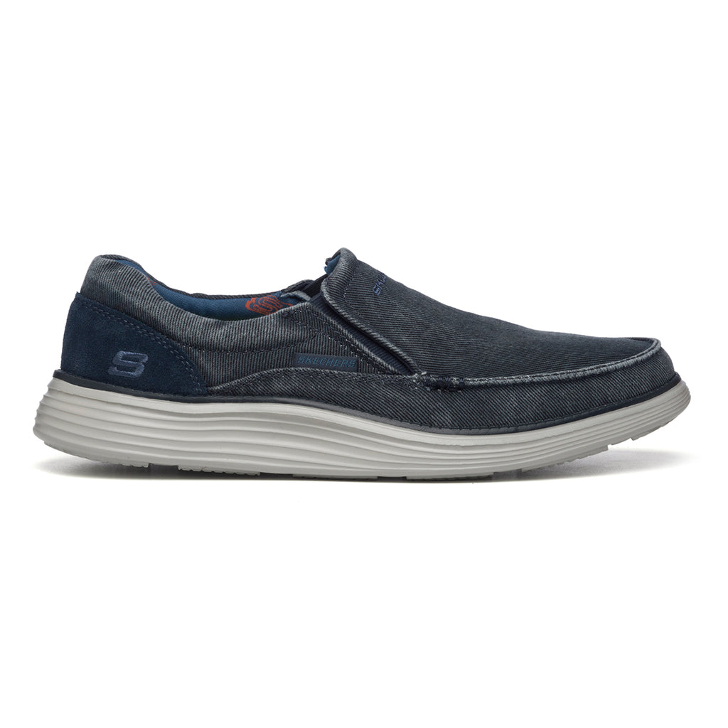 Slip-on blu denim in tessuto con inserti elastici Skechers Status 2.0 Mosent