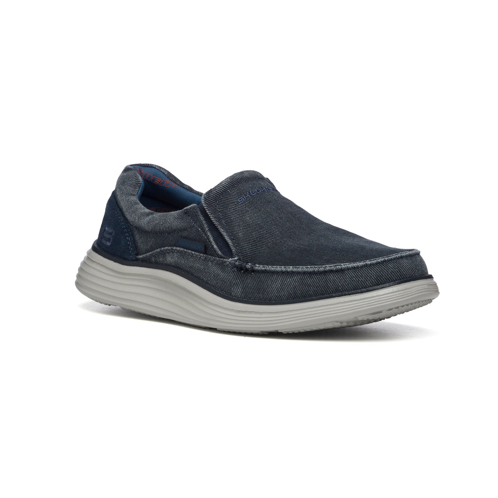 Slip-on blu denim in tessuto con inserti elastici Skechers Status 2.0 Mosent