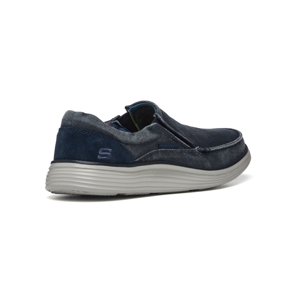 Slip-on blu denim in tessuto con inserti elastici Skechers Status 2.0 Mosent