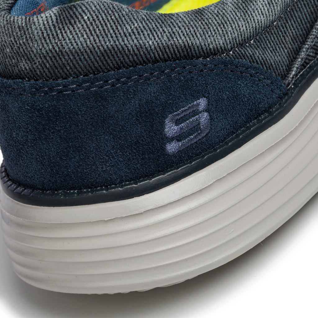 Slip-on blu denim in tessuto con inserti elastici Skechers Status 2.0 Mosent