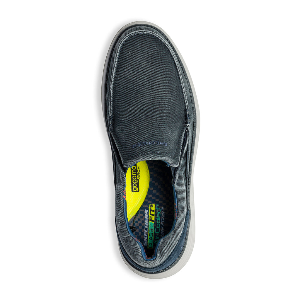 Slip-on blu denim in tessuto con inserti elastici Skechers Status 2.0 Mosent