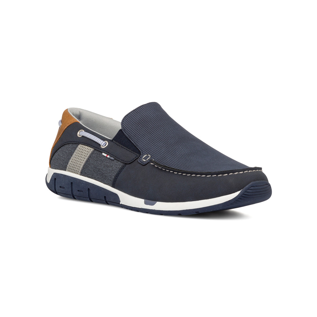 Mocassini casual blu da uomo con laccetto passante Glams