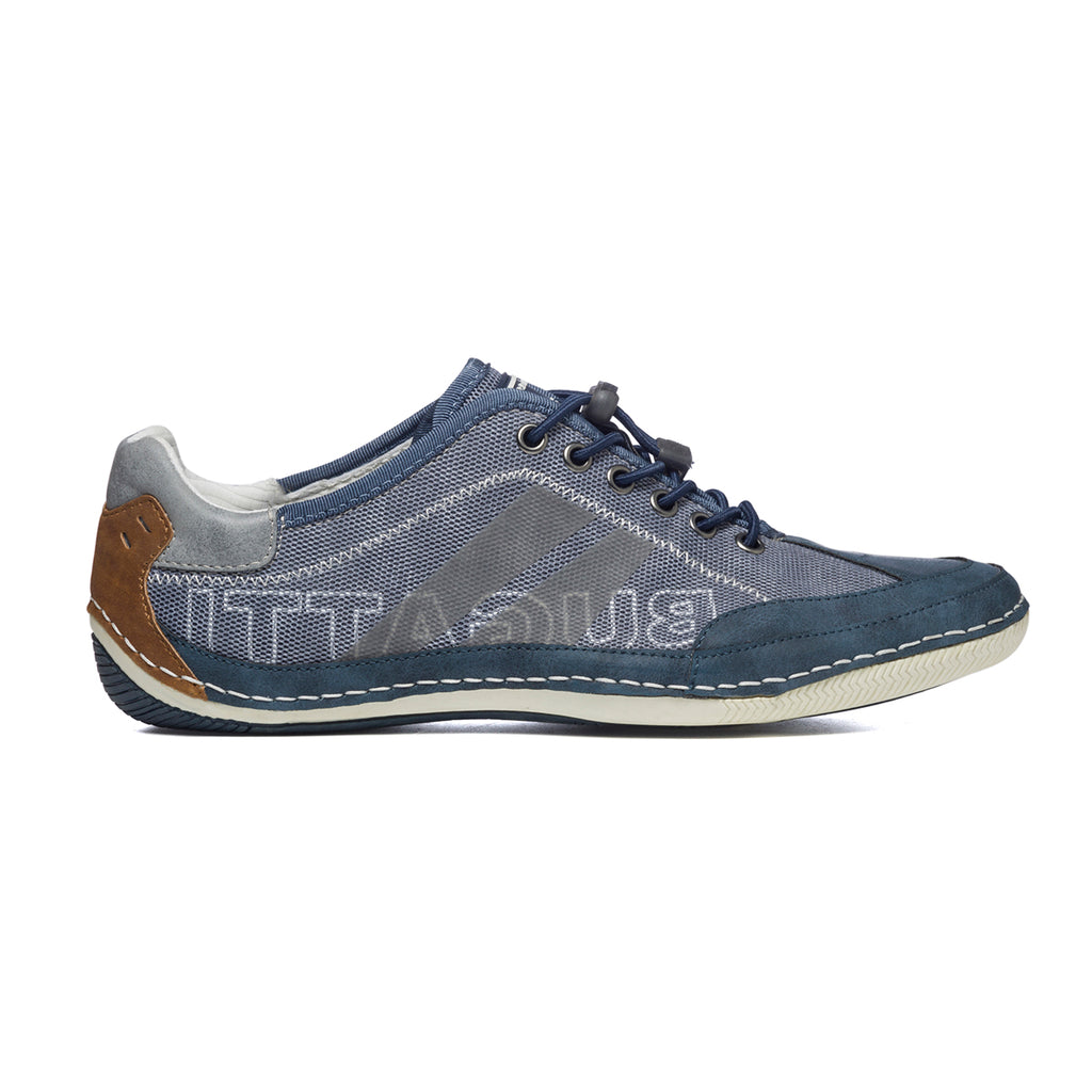 Sneakers blu jeans in similpelle con logo laterale Bugatti