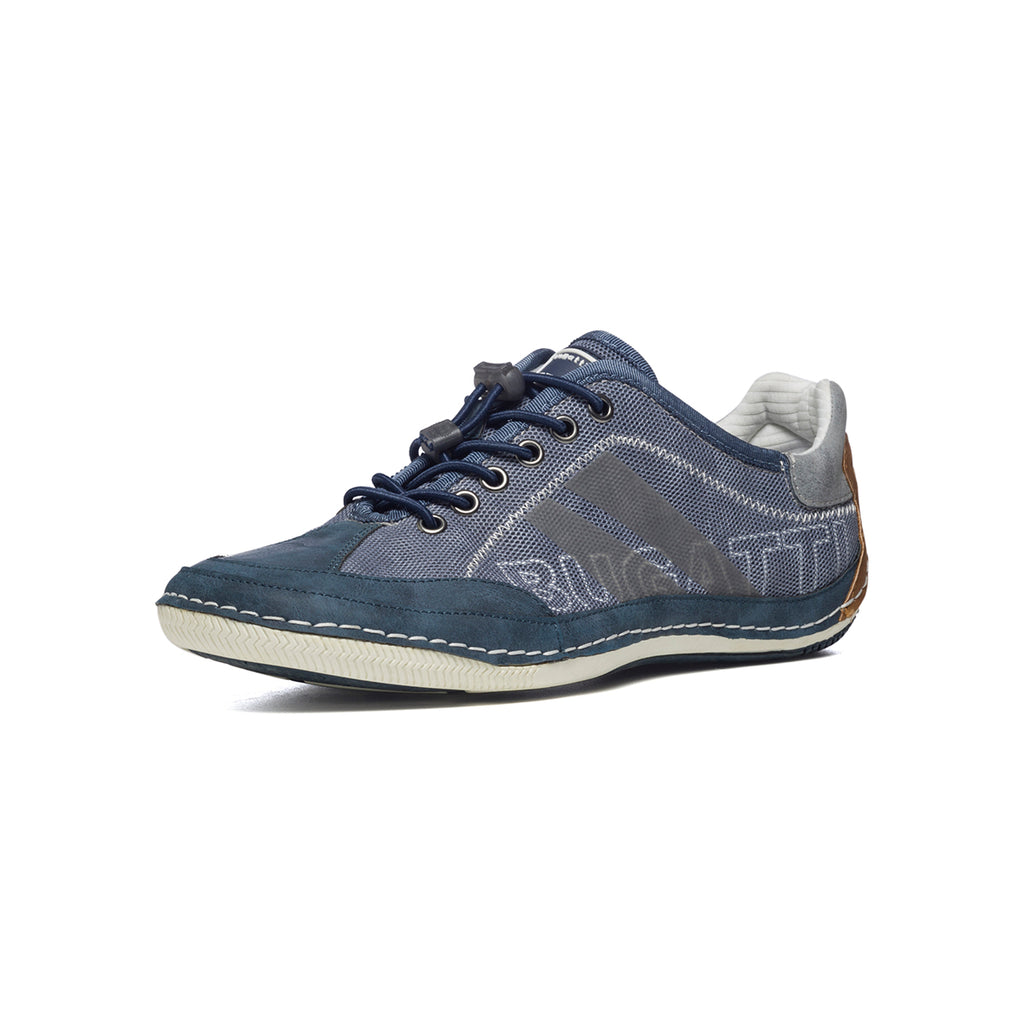 Sneakers blu jeans in similpelle con logo laterale Bugatti