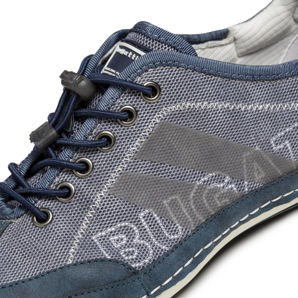 Sneakers blu jeans in similpelle con logo laterale Bugatti