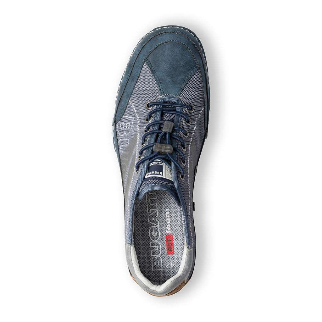 Sneakers blu jeans in similpelle con logo laterale Bugatti