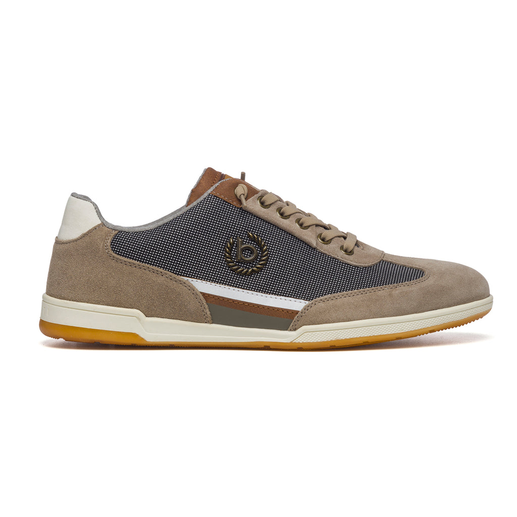 Sneakers taupe e marroni in similpelle con logo laterale Bugatti