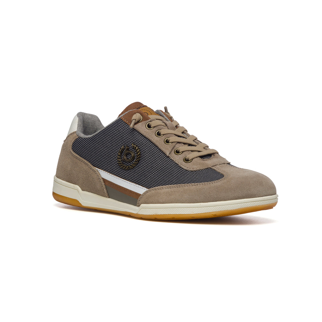 Sneakers taupe e marroni in similpelle con logo laterale Bugatti