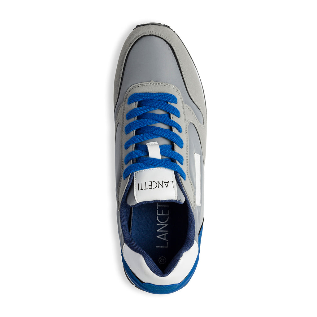 Sneakers grigie e blu con dettagli bianchi Lancetti