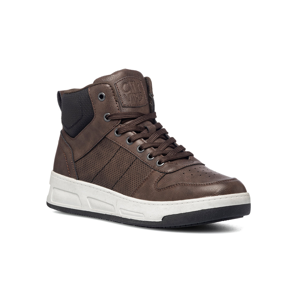 Sneakers alte marroni con colletto a contrasto Patrick