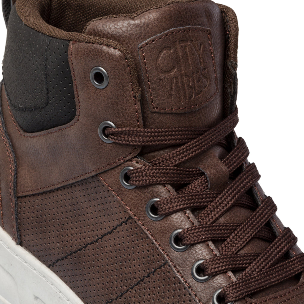 Sneakers alte marroni con colletto a contrasto Patrick