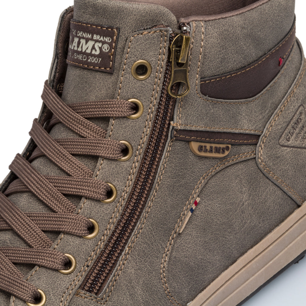 Sneakers alte taupe con zip laterale Glams