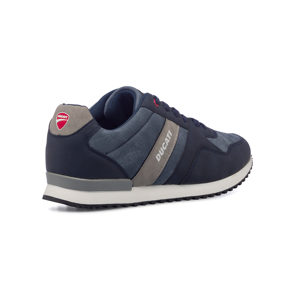 Sneakers blu jeans da uomo con logo laterale Ducati