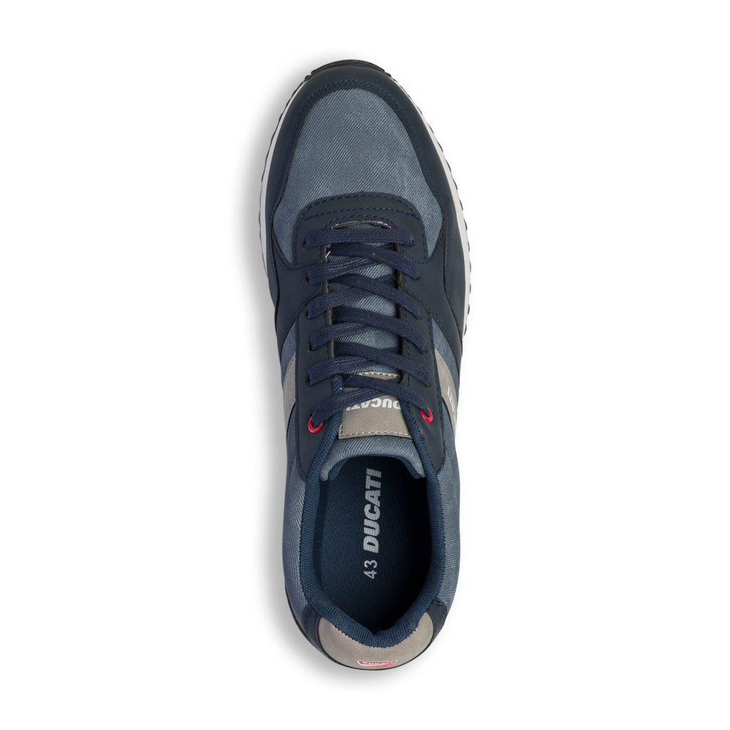 Sneakers blu jeans da uomo con logo laterale Ducati