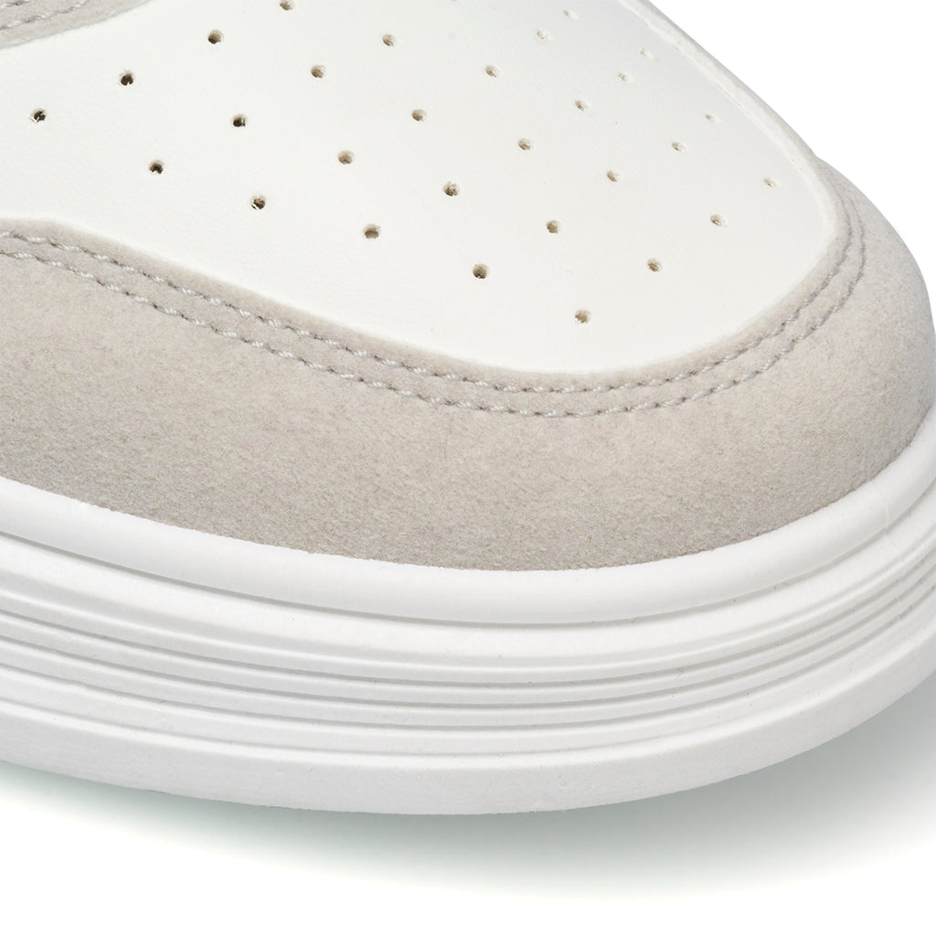 Sneakers bianche e beige da uomo con logo laterale Beverly Hills Polo Club