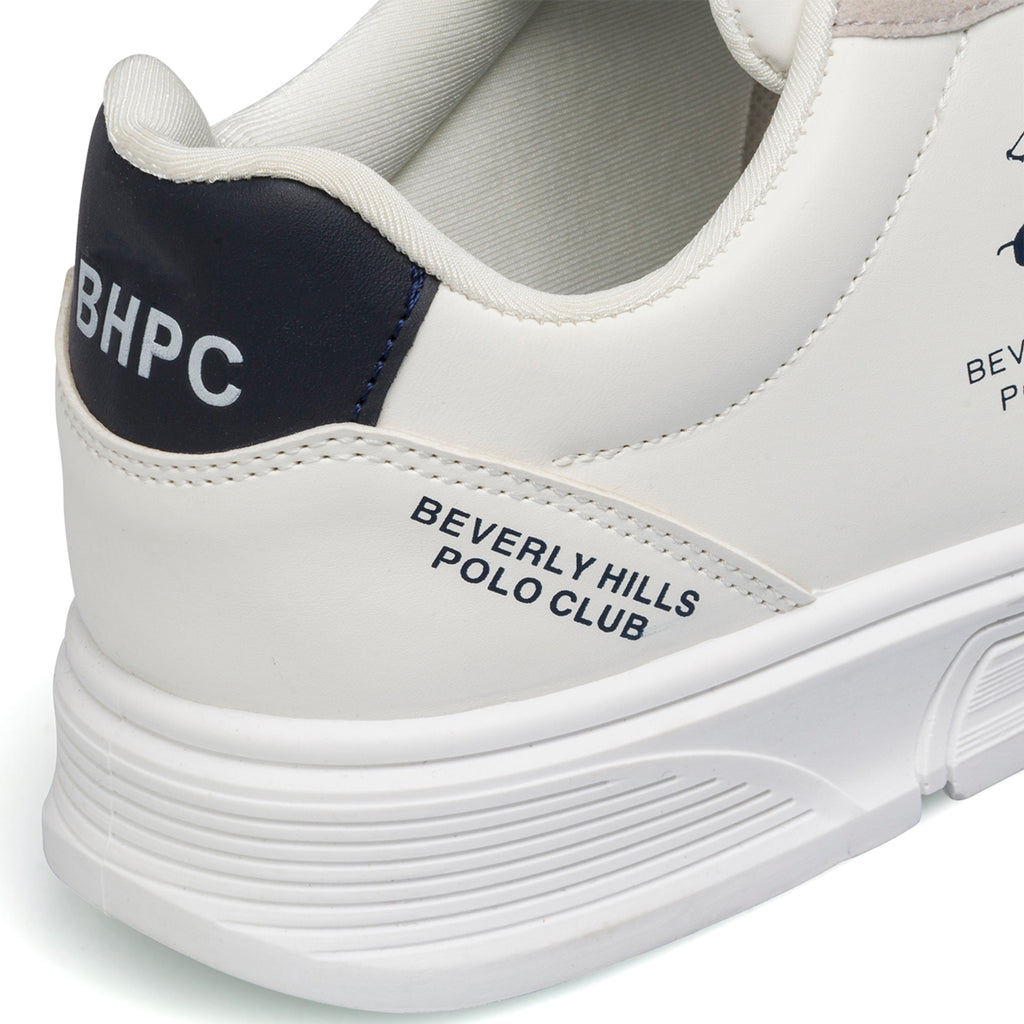 Sneakers bianche da uomo con logo laterale Beverly Hills Polo Club
