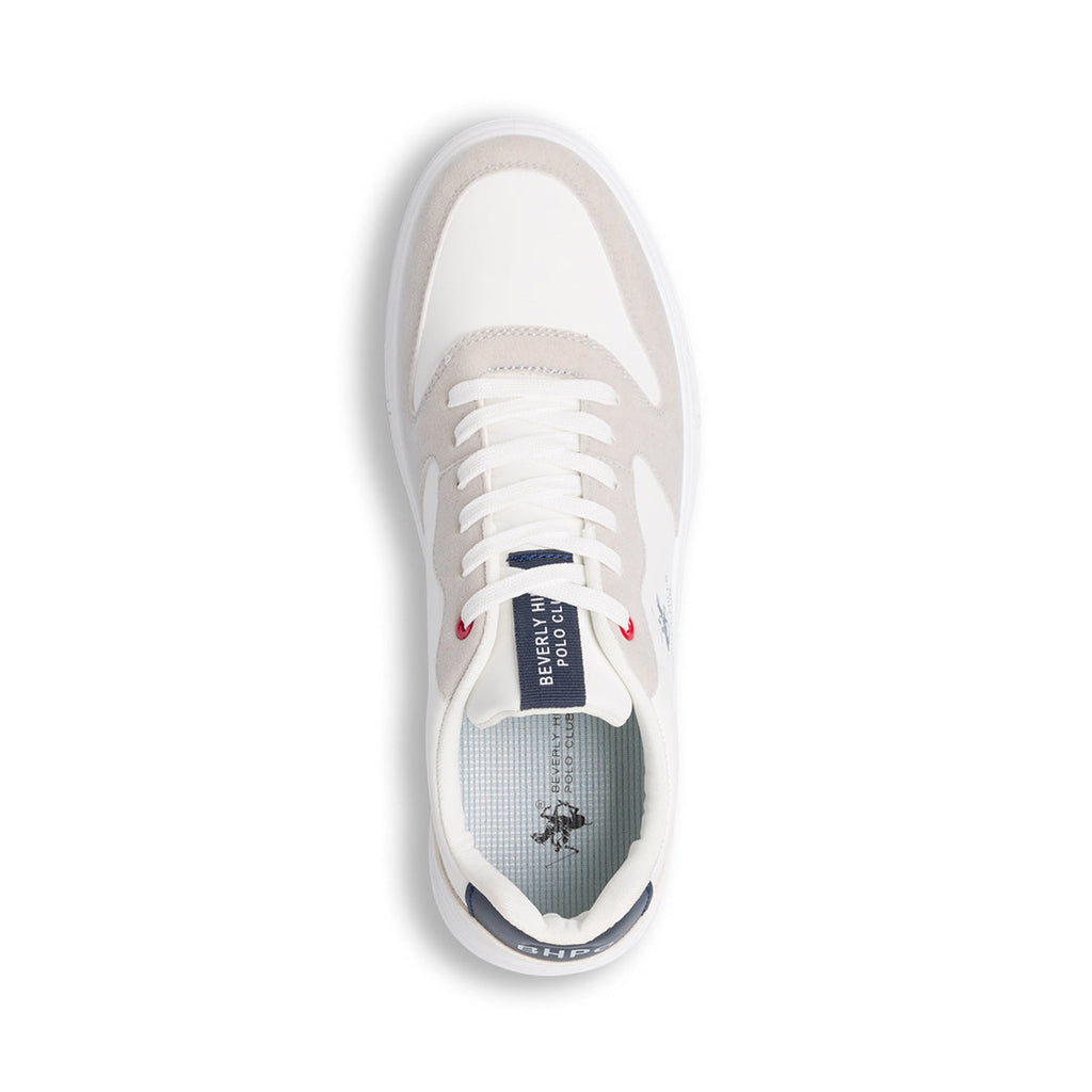 Sneakers bianche da uomo con logo laterale Beverly Hills Polo Club