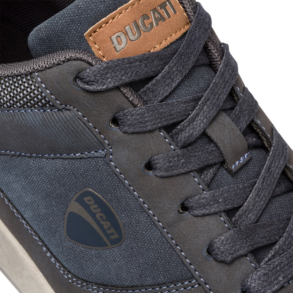 Sneakers blu da uomo con dettagli marroni Ducati