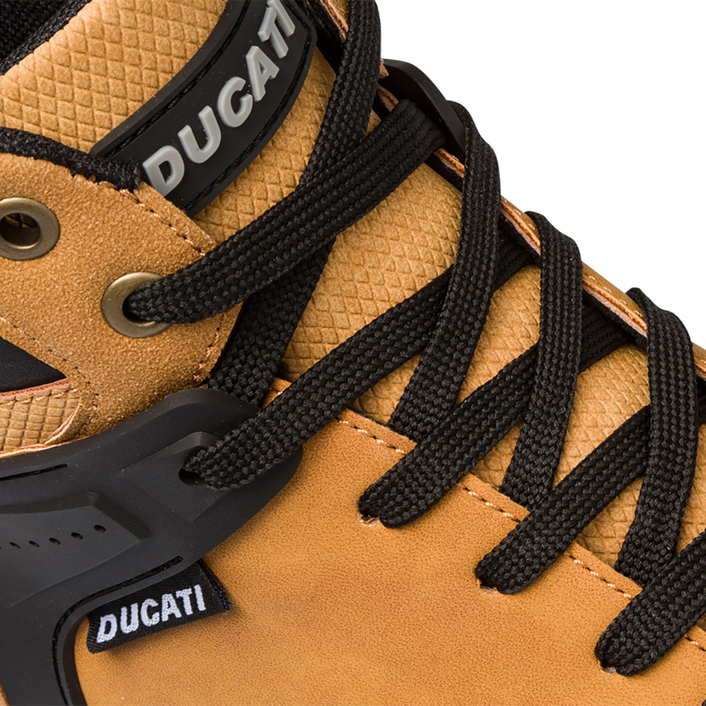 Sneakers alte giallo ocra da uomo con logo sulla linguetta Ducati