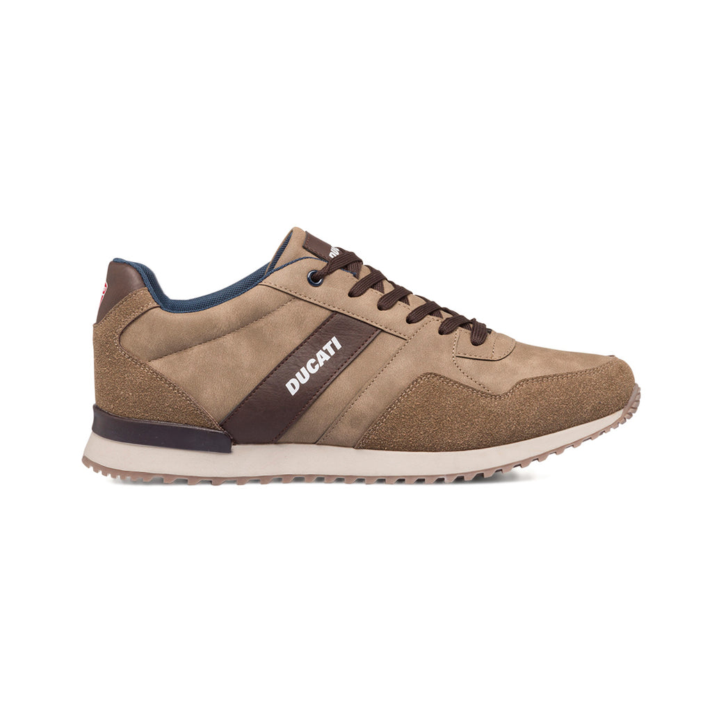 Sneakers taupe da uomo con logo laterale Ducati