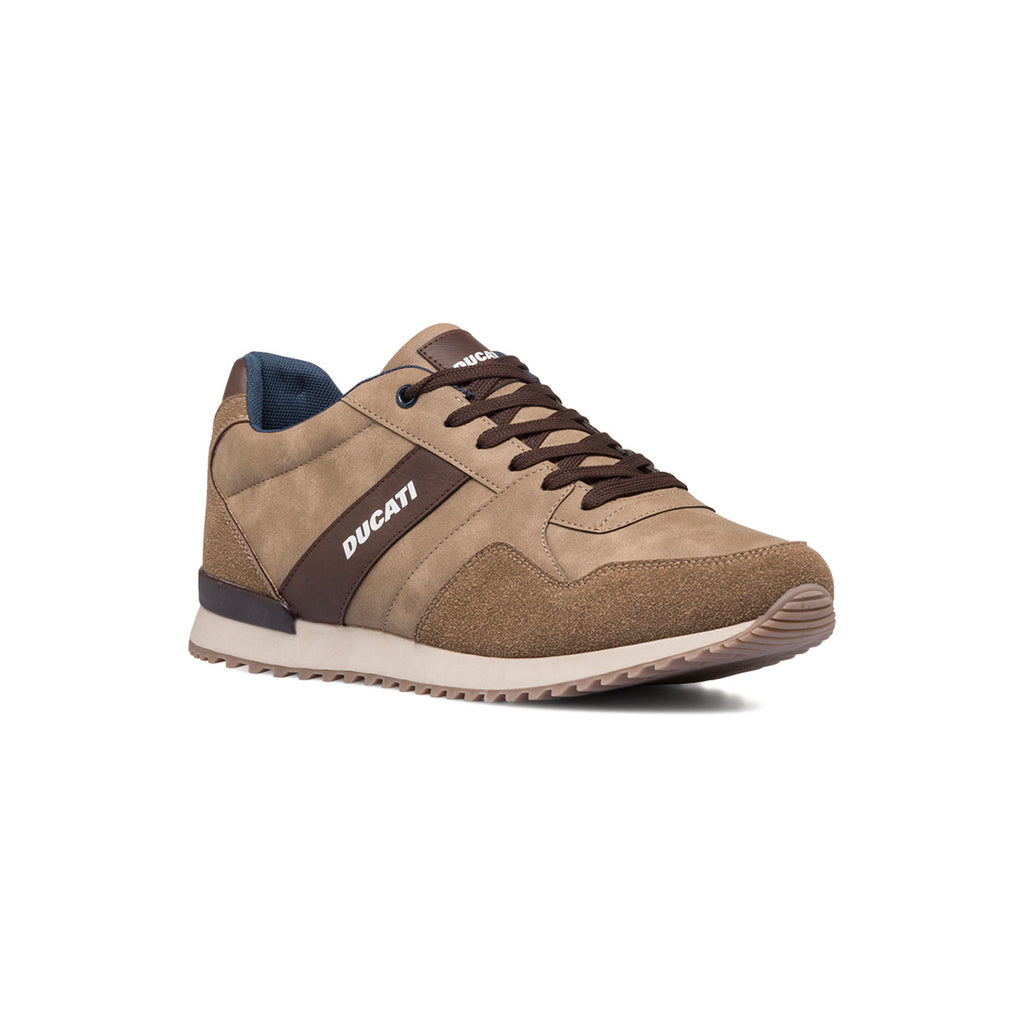 Sneakers taupe da uomo con logo laterale Ducati