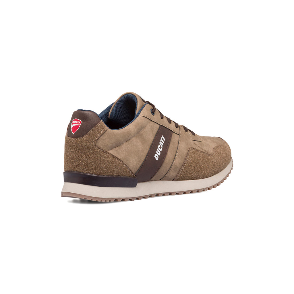 Sneakers taupe da uomo con logo laterale Ducati