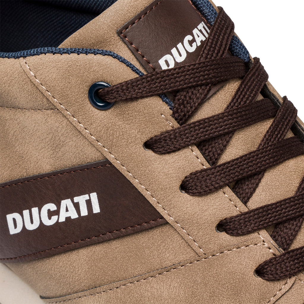 Sneakers taupe da uomo con logo laterale Ducati