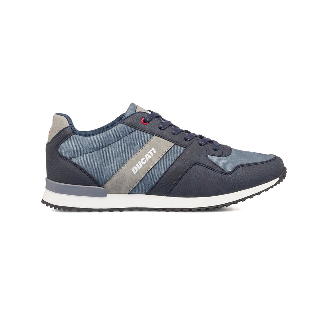 Sneakers blu jeans da uomo con logo laterale Ducati