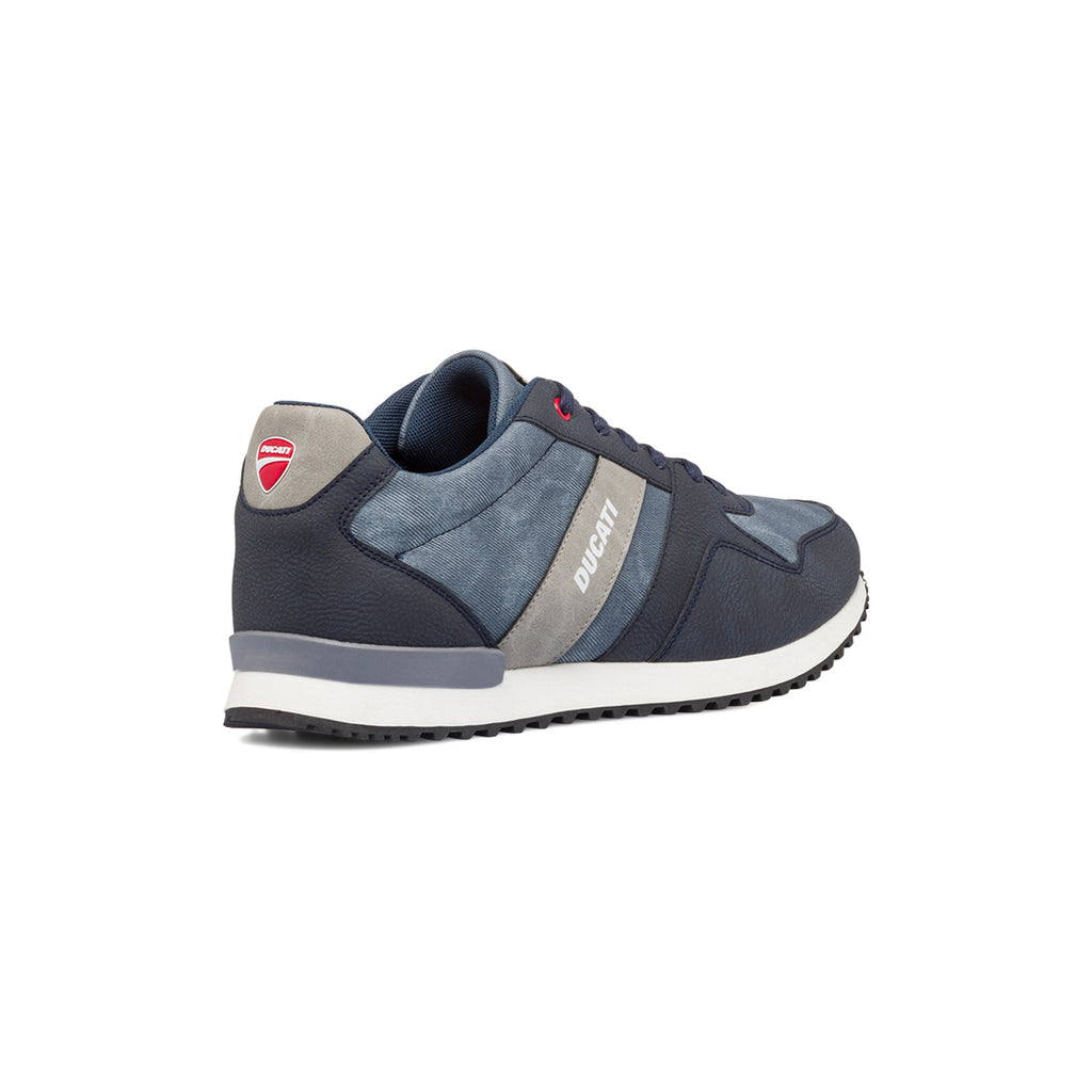 Sneakers blu jeans da uomo con logo laterale Ducati