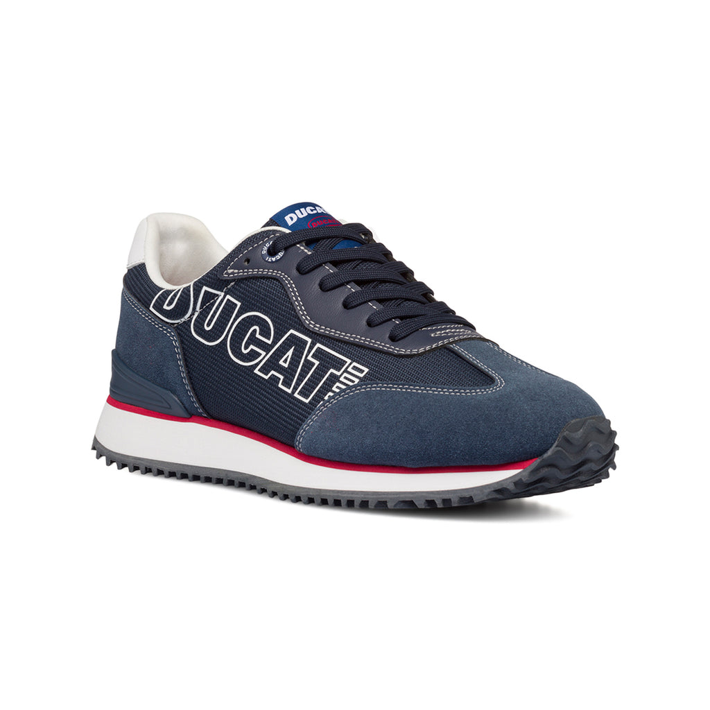 Sneakers blu da uomo con logo laterale Ducati