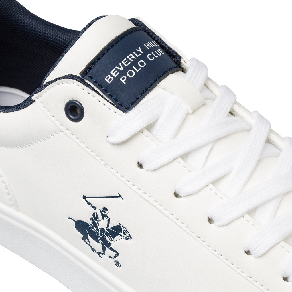 Sneakers bianche da uomo con logo laterale Beverly Hills Polo Club