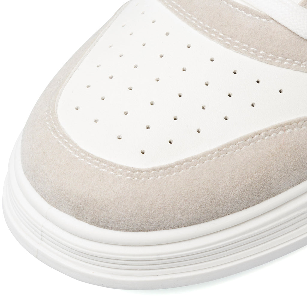 Sneakers bianche e beige da uomo con logo laterale Beverly Hills Polo Club