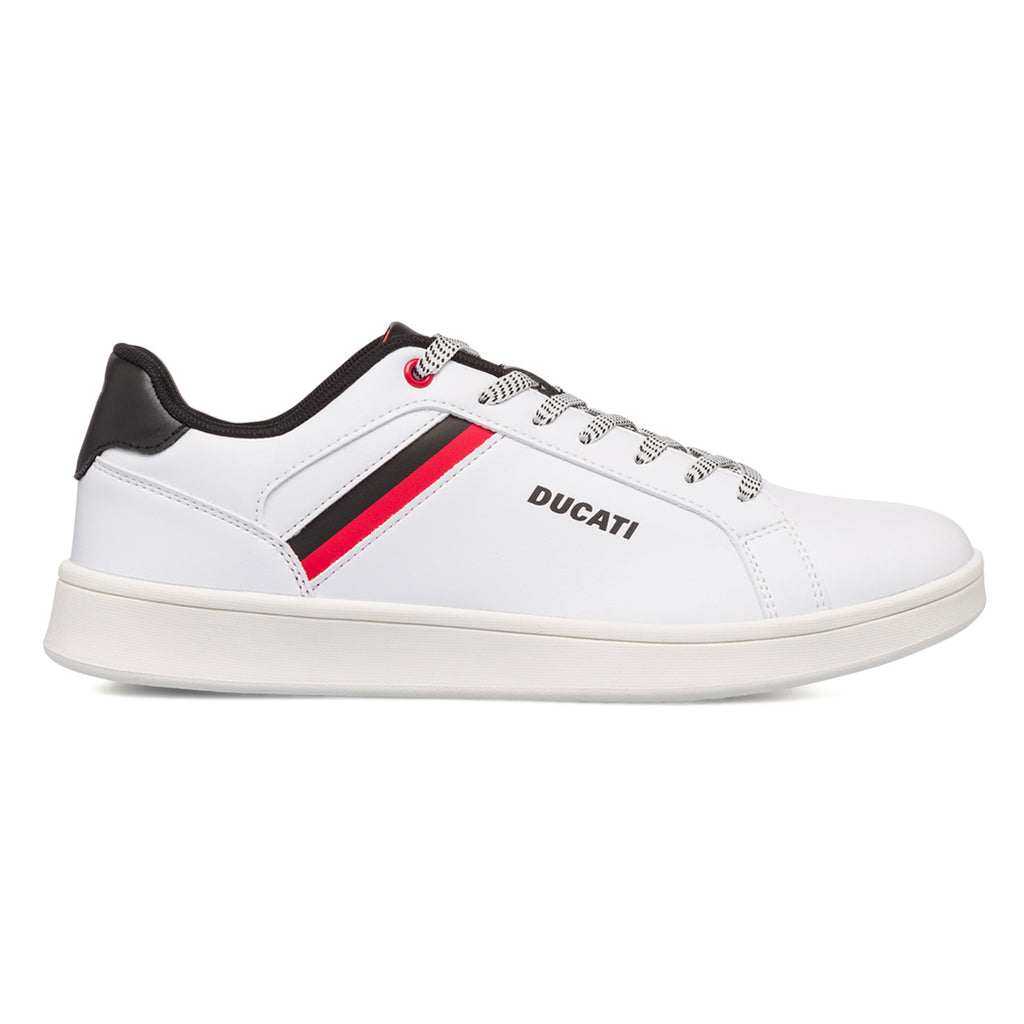 Sneakers bianche da uomo con dettaglio rossonero Ducati