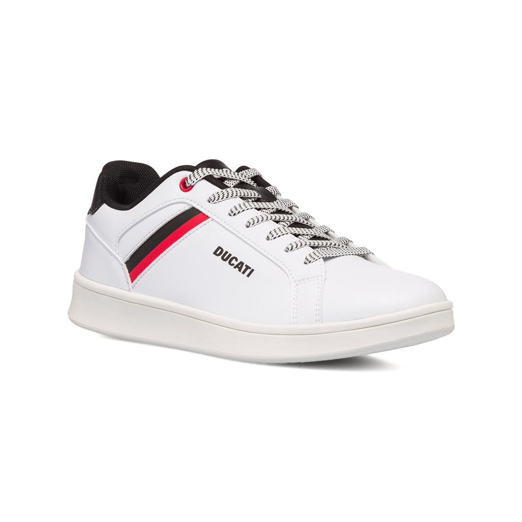 Sneakers bianche da uomo con dettaglio rossonero Ducati