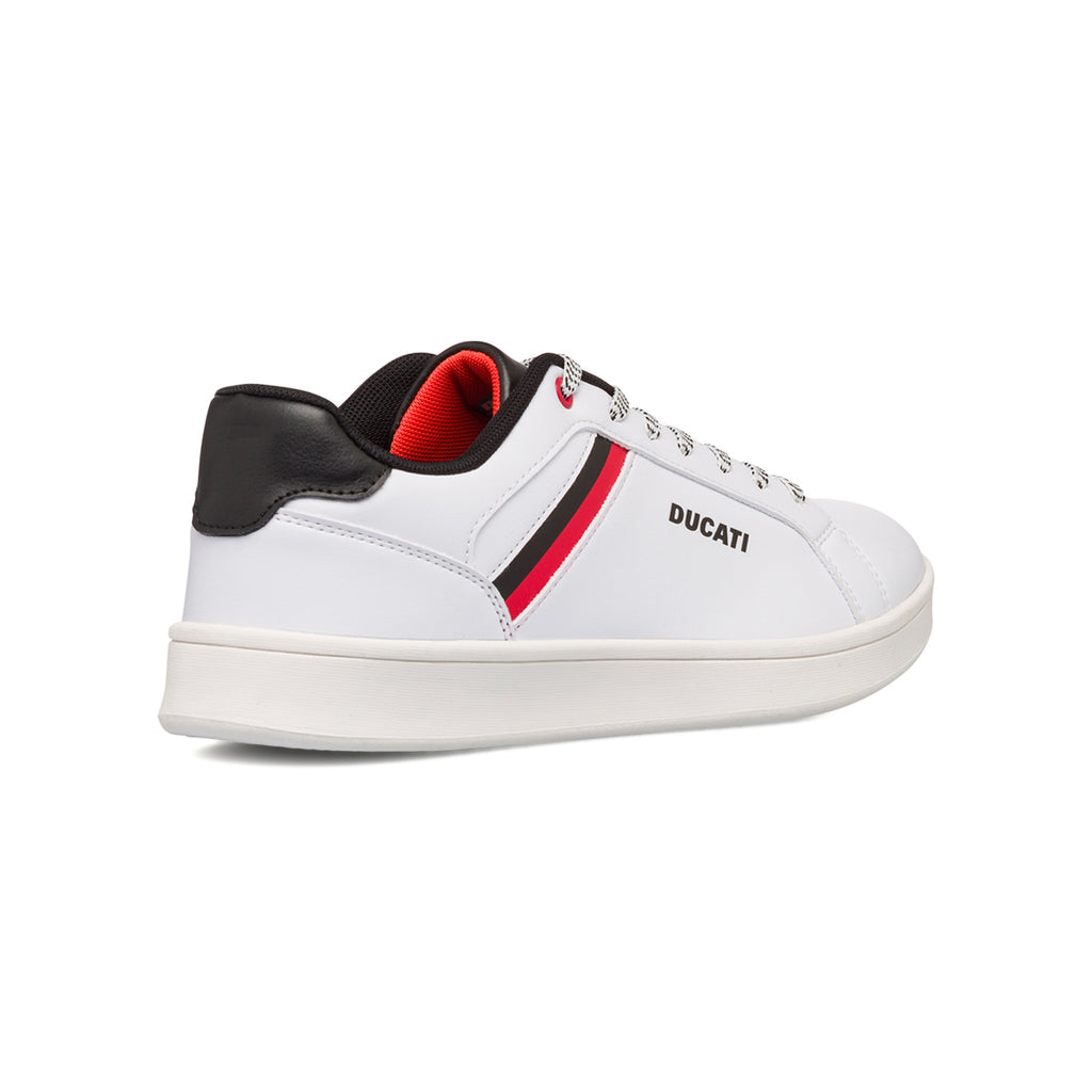 Sneakers bianche da uomo con dettaglio rossonero Ducati