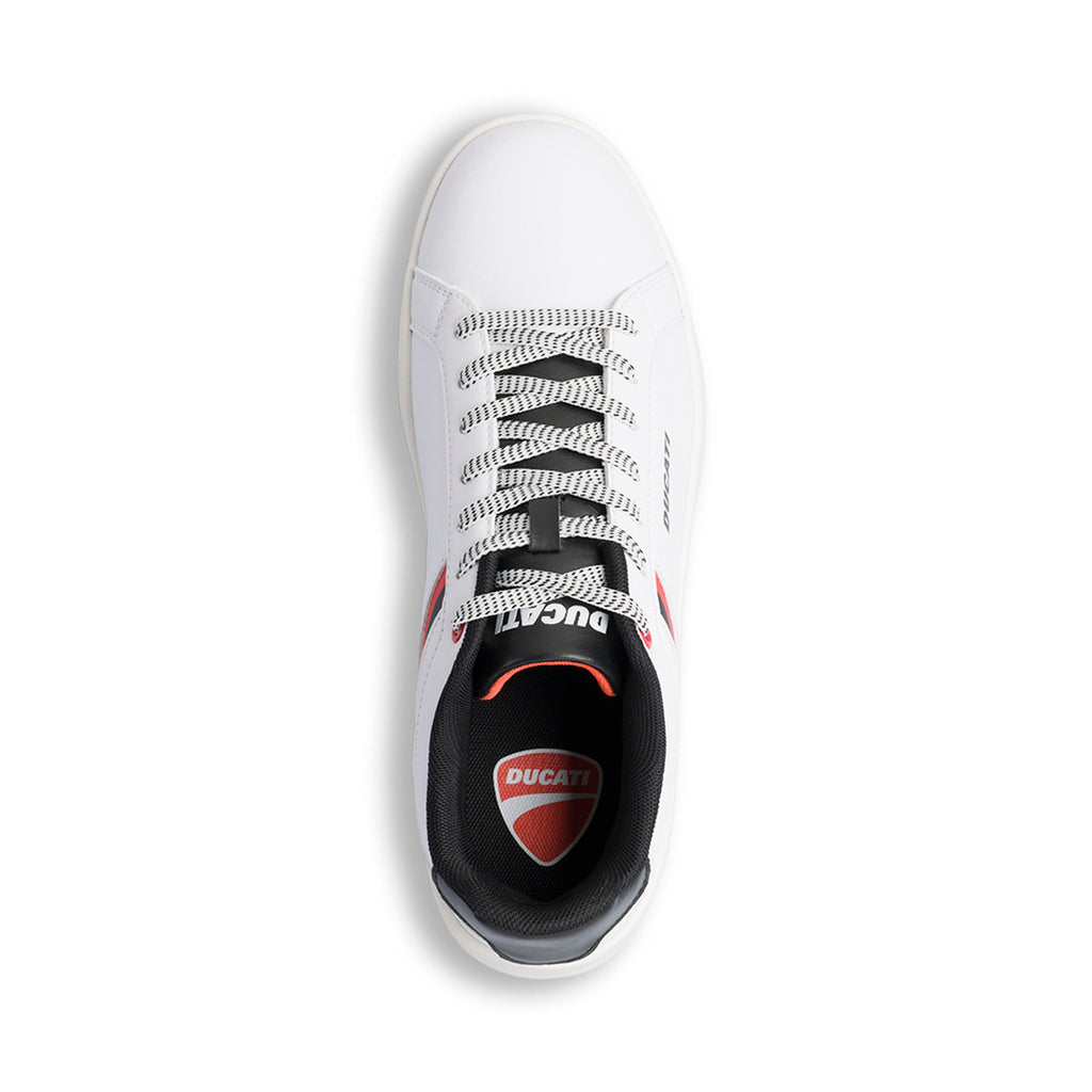 Sneakers bianche da uomo con dettaglio rossonero Ducati