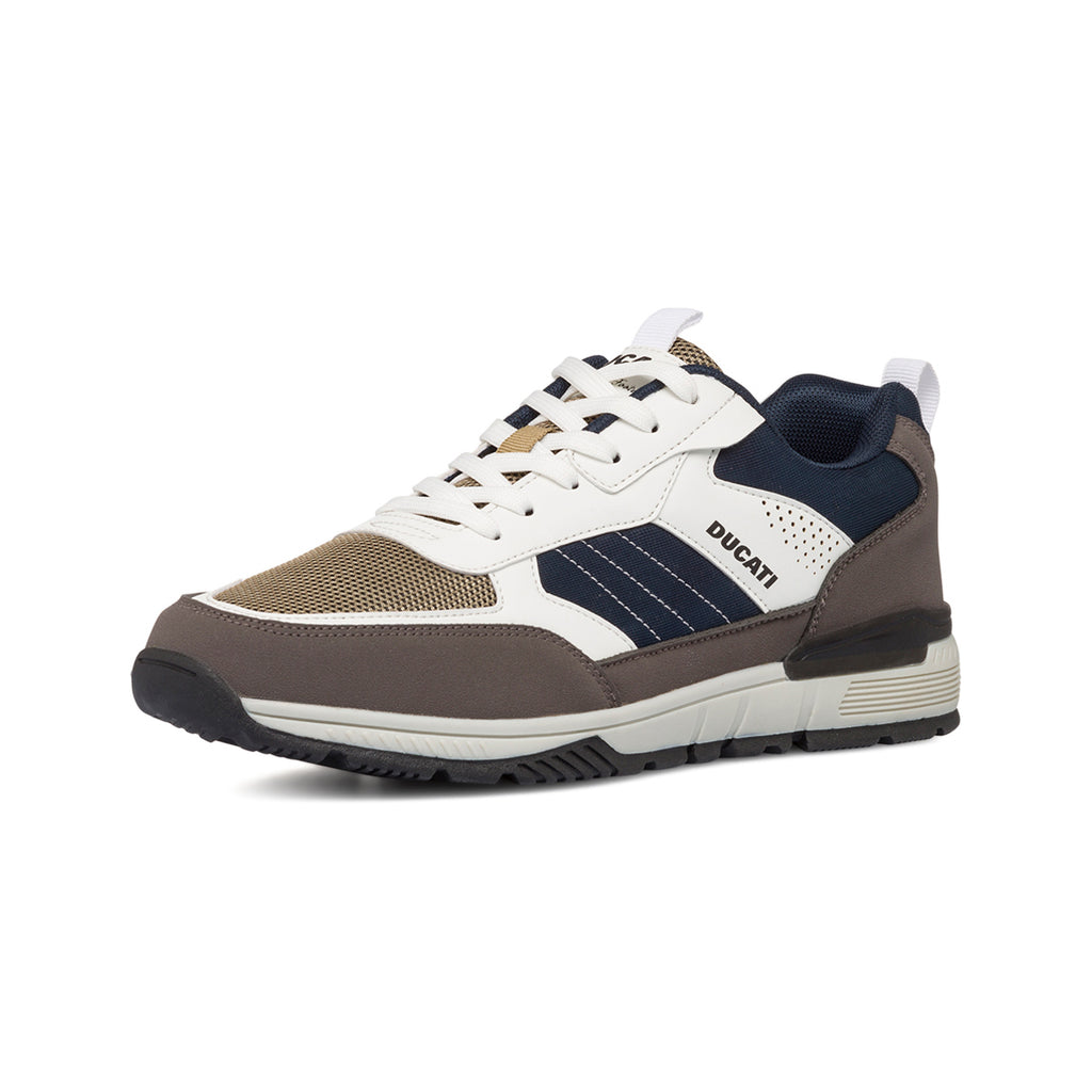 Sneakers bianche, blu e grigie da uomo con dettagli traforati Ducati