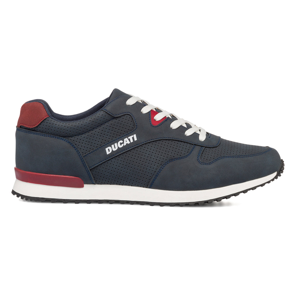 Sneakers traforate blu da uomo con dettaglio a contrasto e logo Ducati