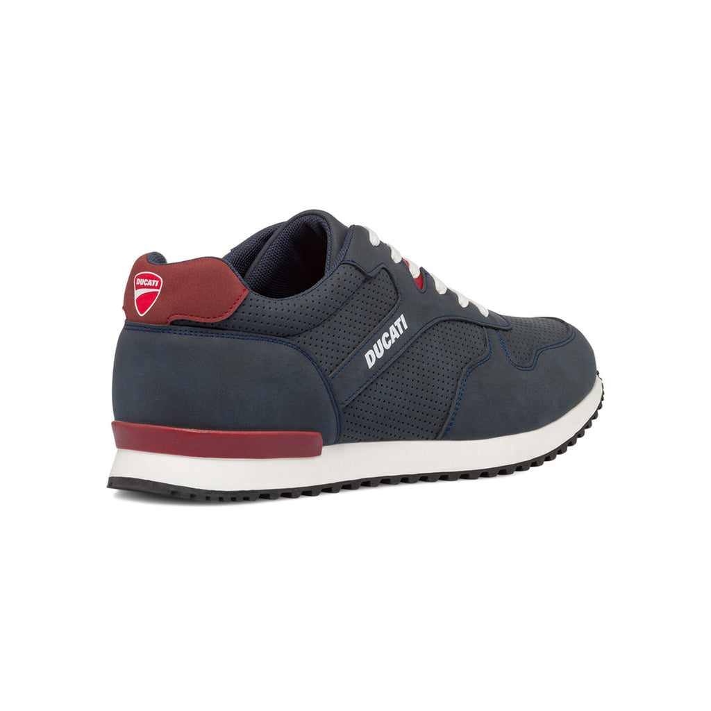 Sneakers traforate blu da uomo con dettaglio a contrasto e logo Ducati