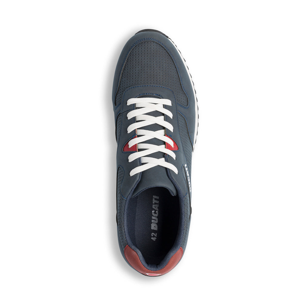 Sneakers traforate blu da uomo con dettaglio a contrasto e logo Ducati